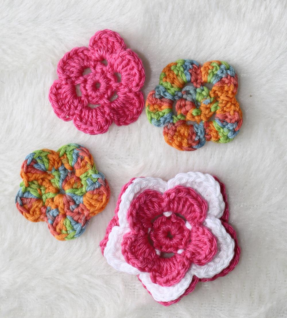 Set Of 4 Crochet Flowers. on Luulla